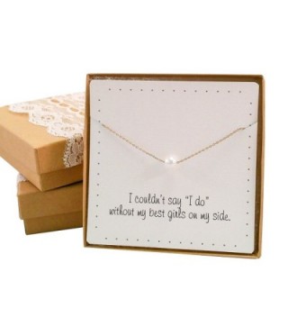 Bridesmaid Gift Set - Pretty Single Floating Pearl Necklace (Gold color- Simulated Pearl) - CM122TZUU2X
