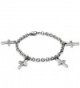 ELYA Stainless Steel Bracelet with 4 Dangling Cross Charms - 7.5" - CC11F94ZVD5