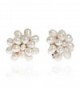 Pretty Cultured Freshwater White Pearls Cluster Clip On Earrings - CQ121EQPLNL