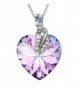 Sivery "Blessed Love" Pendant Fashion Necklace with Purple Swarovski Crystals- Jewelry for Women - CR17X0L0QR6