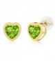 1.66 Ct Heart Shape Green Peridot 10k Yellow Gold Gemstone Birthstone bezel Stud Earrings 6MM - CV117M0BP9X