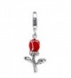 Sterling Silver Valetine's Links Charm Red Rose Enamel - C2118AJ2ZAL