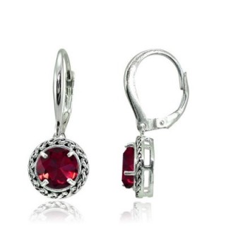 Sterling Created Oxidized Leverback Earrings - Created Ruby - CF187RMTQGY