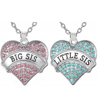 Necklaces Sisters Matching Daughters necklaces - Big Sis Pink - Little Sis Aqua Blue - C112N17U2EF