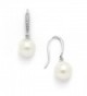 Mariell 8mm Simulated Pearl Drop Earrings with Pave CZ Vintage French Wire - Great for Brides or Everyday - CN12J5BEHGT