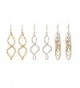 Lureme Punk Gold and Silver Tone Twisted Spiral Zinc Alloy Earrings Set 3 Pairs (02004774) - C2129J3VDM9