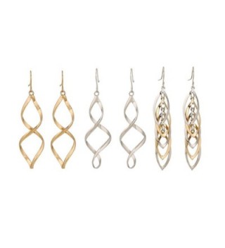 Lureme Punk Gold and Silver Tone Twisted Spiral Zinc Alloy Earrings Set 3 Pairs (02004774) - C2129J3VDM9