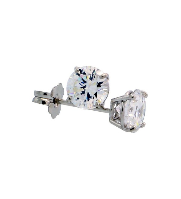 14k White Gold Cubic Zirconia Earrings Studs 5 mm Brilliant Cut Basket Setting 1 carat/pr - C61110NL0AB