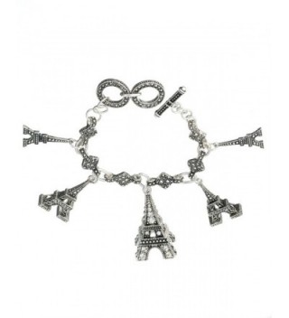 Eiffel Tower Paris Silver-tone Designer Toggle Bracelet by Jewelry Nexus Love in Paris - C411DKZAUZD