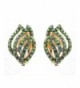 Flaring Flames Design Colored Mini Stones Fashion Clip On Earrings - Green Tint Aurora Borealis/Gold-Tone - C012BWGRU2X