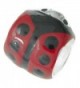 .925 Sterling Silver Ladybug Ladybird Insect Black Red Enamel Tube Bead For European Charm Bracelets - CP11IZW0EZN