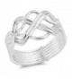 High Polish Bar Knot Puzzle Ring New .925 Sterling Silver Band Sizes 5-13 - CK12ELW8TPR