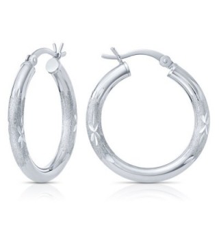 Sterling Silver Diamond-Cut Round Hoop Earrings (1" Diameter) - C712M1N249P
