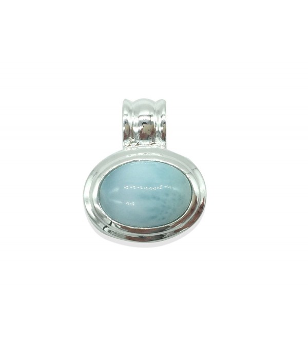 Larimar Gemstones with 925 Sterling Silver Pendant Hand Made for Women - CI17X3IYUHR