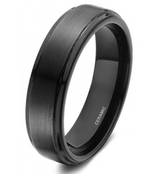 Black Ceramic Rings Brushed Wedding Band for men women - 6mm Ceramic - C7124PFK65V