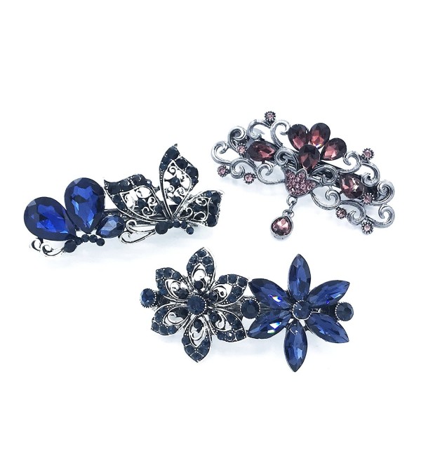 Hair Barrettes for Women Crystal Hair Clips Hair Barette Set 3 Pieces - CM12K9DVXK5