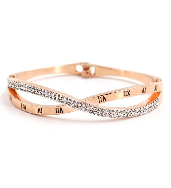 FIFLION Roman Numerals Cuff Female Bracelets Novelty Handcuffs Bangles Jewelry Women Crystal Bracelet - C31803AX76S