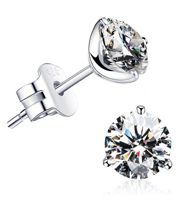 STUNNING FLAME 18K Gold Plated Silver Brilliant Cut Simulated Diamond CZ Stud Earrings - C512FKGFM7V