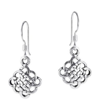 .925 Sterling Silver Alluring Celtic Knot Fish Hook Dangle Earrings - CZ11GMAXGZJ