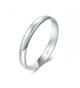 925 Sterling Silver Ring High Polish Plain Dome Tarnish Resistant Comfort Fit Wedding Band 3mm Ring - CL17YQON2Q9