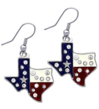 4th of July USA American Flag Patriotic Eagle Texas Donkey Elephant Earrings - Texas Map Silver-tone - CS180KG64RI