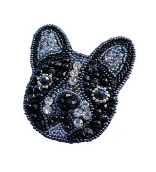 Women's Exclusive Handmade French Bulldog Beaded Brooch - Pin- Medalion- Best Gift - Black - CL187DGCDG2
