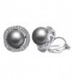 Yoursfs Freshwater Cultured Pearl Clip On Earrings Gray Pearl and Cubic Zirconia clip earring - Grey - CZ186AIADY2