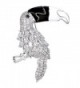 EVER FAITH Women's Cubic Zirconia Enamel Adorable Toucan Bird Animal Brooch Clear - Silver-Tone - CH185EUN786