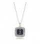 ALS Awareness Classic Silver Plated Square Crystal Necklace. - CJ11KEPG0WP