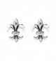 Charming Symmetrical Fleur-de-Lis .925 Sterling Silver Stud Earrings - CZ11GFPPXIF