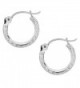 14k White Gold Baby Hoops Hoop Earrings Tubular 2x12mm Diamond-Cut - CY11O31NJU7