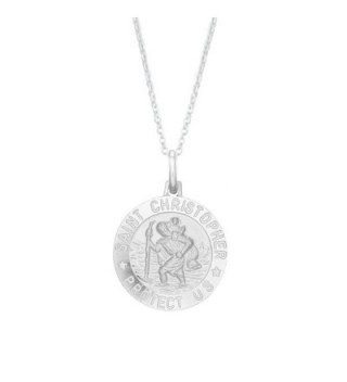 Sterling Silver Saint St Christopher Round Medal Pendant Necklace (12mm- 15mm-19mm and 24mm) - CW11FP7FR8P