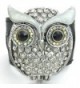 KONOV Womens Crystal Leather Bracelet- OWL Cuff Bangle- White Black - CB11JP2HVCL