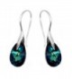 Sterling Silver 925 Blue Green Made with Swarovski Crystals Drop Hook Casual Earrings - CJ11J39XPDZ