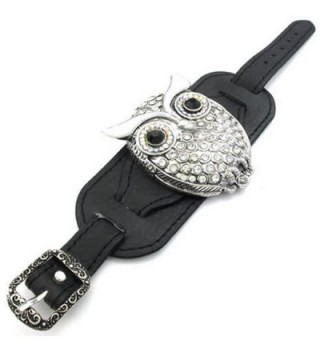 KONOV Womens Crystal Leather Bracelet in Women's Cuff Bracelets
