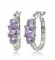 Sterling Silver Gemstone Three-Stone Filigree Hoop Earrings - Amethyst - CF186EE2HR3