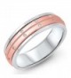 Sterling Silver Rose & Silver Two Tone CZ Set Spinner Ring 6MM ( Size 5 to 12 ) - C912LXFQELB