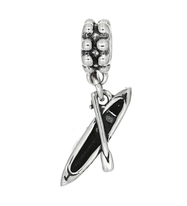 Sterling Silver Canoe with Oar Dangle Bead Charm - C71168R72XJ