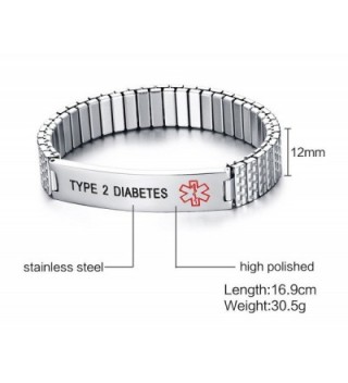 DIABETES Stainless Medical Wristband Bracelet