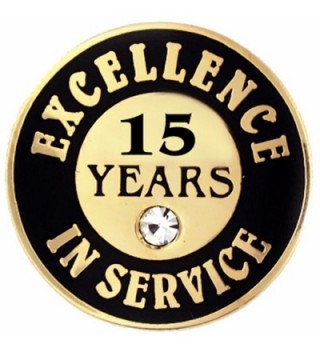 PinMart's Gold Excellence in Service Enamel Lapel Pin w/ Rhinestone - 15 Years - CP11Q3SUETR