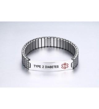 DIABETES Stainless Medical Wristband Bracelet in Women's ID Bracelets