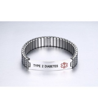 DIABETES Stainless Medical Wristband Bracelet in Women's ID Bracelets