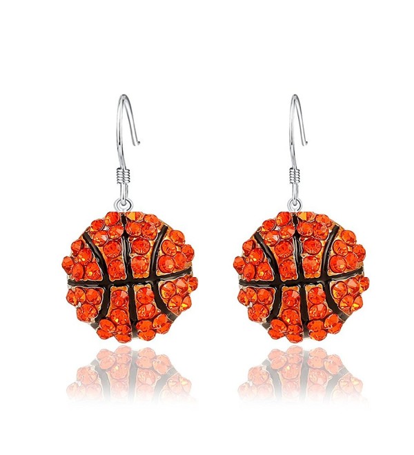 CHUYUN Crystal Volleyball Baseball Football Basketball Stud Earrings with Black Enamel Sports Ball Earrings - CJ189LM08T7