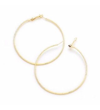14k Gold Plated Hoop Textured Earrings (70mm) - CV12NZ0SXMY