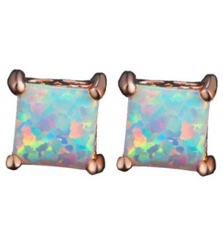 Easthors Women's Fire Opal Stud Rose Gold Earrings for Women Ladies Her Wedding Engagement - CS1858R3EY3