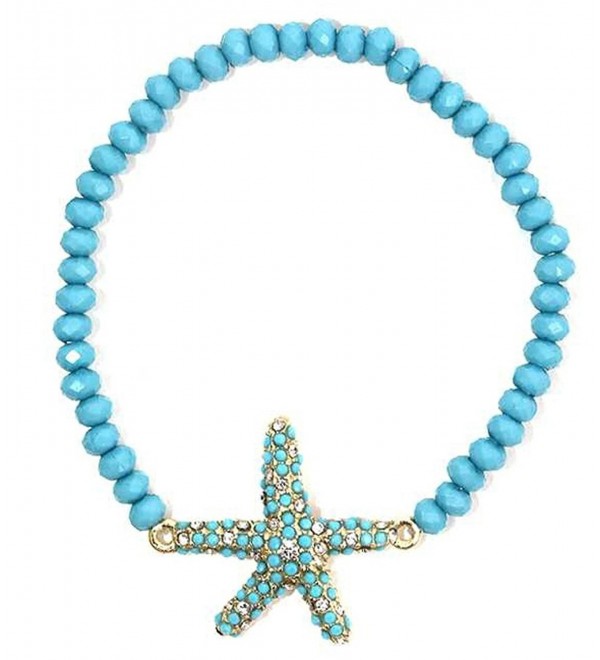 Heirloom Finds Light Blue Beaded Pave Starfish Beach Bracelet - CL11CZHN6NV