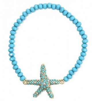 Heirloom Finds Light Blue Beaded Pave Starfish Beach Bracelet - CL11CZHN6NV