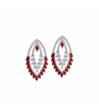 OKIKO Earrings Swarovski Platinum Plated Chandelier - Teardrop-Red - CI180M20T0D