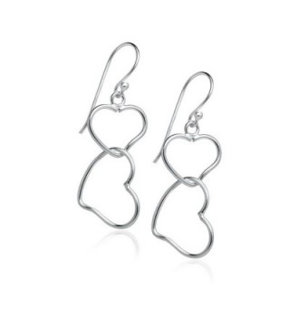 Sterling Silver Interlocking Double Heart Dangle Hook Earrings For Women Teens & Girls - Nine2Five - C712MZ1IY51
