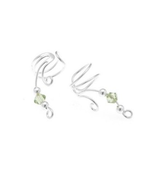 925 Sterling Silver Beautiful Wire Earcuff Crystal Bead Earrings 1" - Nickel Free - CH11M2CLFD7